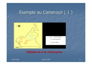06/05/200806/05/2008 Atelier 2008Atelier 2008 1313
Exemple au Cameroun ( 1 )Exemple au Cameroun ( 1 )
RRéésistancesistance àà la chloroquinela chloroquine
 