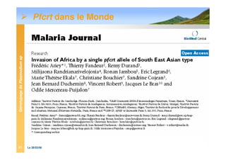 GénotypagedePlasmodiumsp
Le 28/03/0821
Pfcrt dans le Monde
 