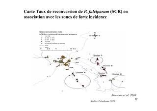 Carte Taux de reconversion de P. falciparum (SCR) en
association avec les zones de forte incidence
Bousema et al, 2010
17
Atelier Paludisme 2011
 