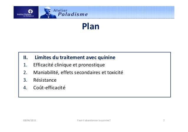 Faut-il abandonner la quinine pour le traitement du paludisme? Faut-il abandonner la quinine pour le traitement du paludisme?