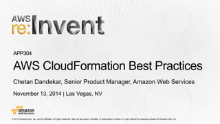 November 13, 2014 | Las Vegas, NV 
Chetan Dandekar, Senior Product Manager, Amazon Web Services  