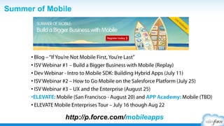 ISV Partner Lifecycle
Trialforce Management Org
Partner website
Sign up
Partner Community
:: App Academy
:: Resources & Tools
:: Online Training
:: Publishing
:: Support (Cases)
Environment Hub
Developer Orgs
Test Orgs
Packaging Org
Managed Package
Partner Business Org
• Campaigns
• Leads
• Analytics
• Cases
• Support Console
• Other Apps
• License Mgmt App
• Opportunities
• Channel Order App
FREE
TRIALS
Plan Build Distribute SupportMarket
($) – denotes an additional fee may apply, speak with your Partner Account Manager (ISV) for details
Security
Review ($)
Operations Review
Final Contract Review
AppExchange
Marketing
Program (AMP) ($)
Sales
ReviewTechnical
Review (TE)
Business
Review (PAM)
ISVforce Guide
Developer Site
Sell
 