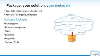 Trialforce best practices
• Create multiple trial experiences
•  One for each vertical, industry, etc.
• Load sample data into your trials
• Brand your trial experience
• Use trials for testing and demos
 
