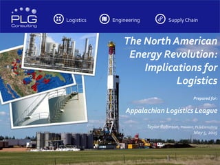 Logistics Engineering SupplyChain
The North American
Energy Revolution:
Implications for
Logistics
Prepared for:
Appalachian Logistics League
Taylor Robinson, President, PLGConsulting
May 5, 2015
 