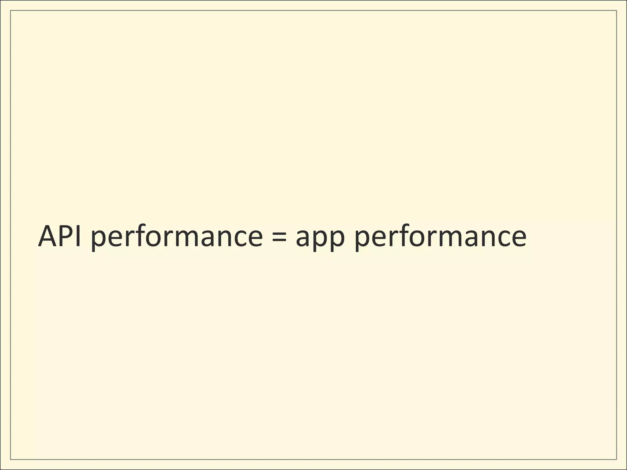 API performance = app performance
 