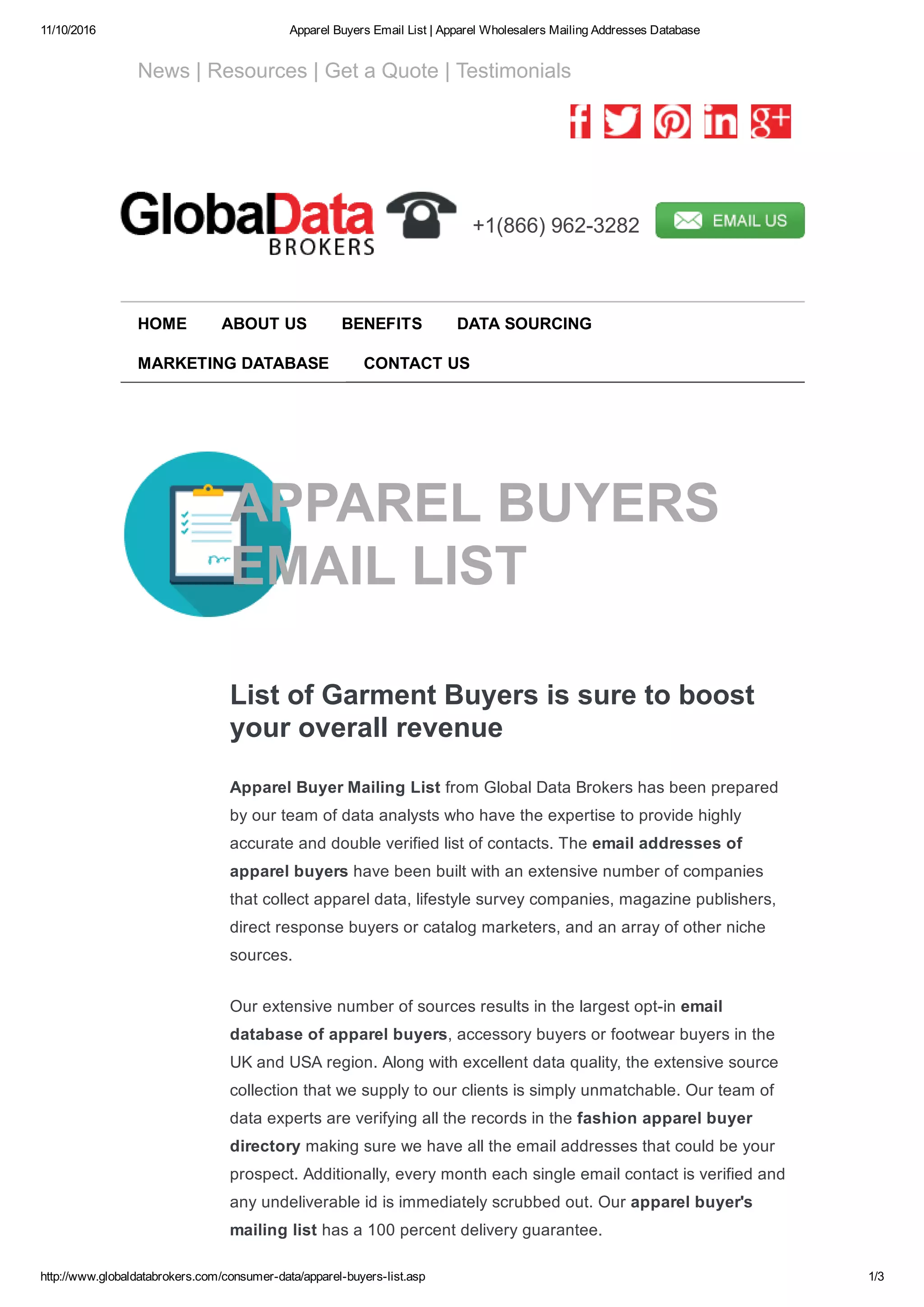 Apparel buyers email list PDF