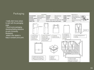 I really didn’t know where to start with the packaging page.  I found some packaging directions/folding directions at work (University Bookstore) added a few details to keep a constant price point. 
