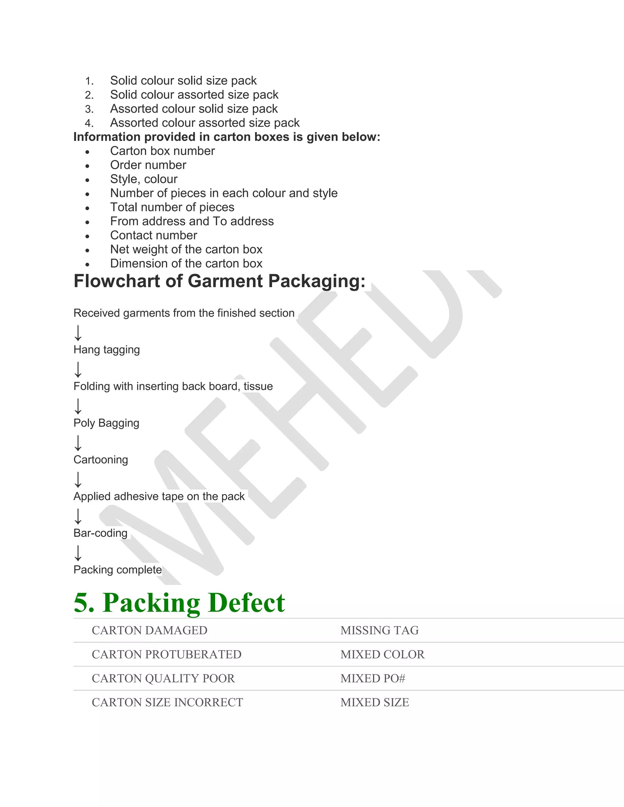Apparel finishing process (folding and packaging) | PDF