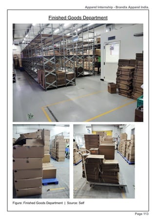 Apparel Internship - Brandix Apparel India.
Finished Goods Department
Page 113
Figure: Finished Goods Department | Source: Self
 