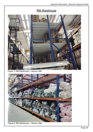 RM Warehouse
Page 20
Apparel Internship - Brandix Apparel India.
Figure 7: RM Warehouse | Source: Self
Figure 8: RM Warehouse | Source: Self
 