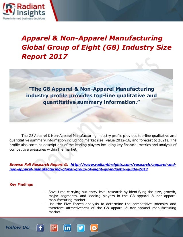 Apparel & NonApparel Manufacturing Global Group of Eight Industry Fo…