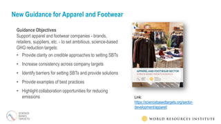 New Guidance for Apparel and Footwear
Guidance Objectives
Support apparel and footwear companies - brands,
retailers, supp...
