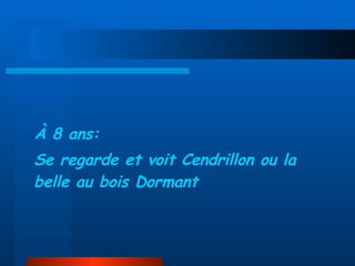 À 8 ans: Se regarde et voit Cendrillon ou la belle au bois Dormant 