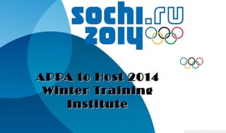 APPA to Host 2014
Winter Training
Institute

 