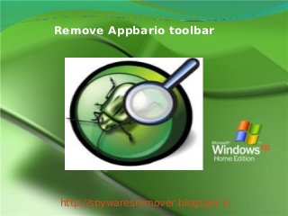 Remove Appbario toolbar




http://spywaresremover.blogspot.in
 