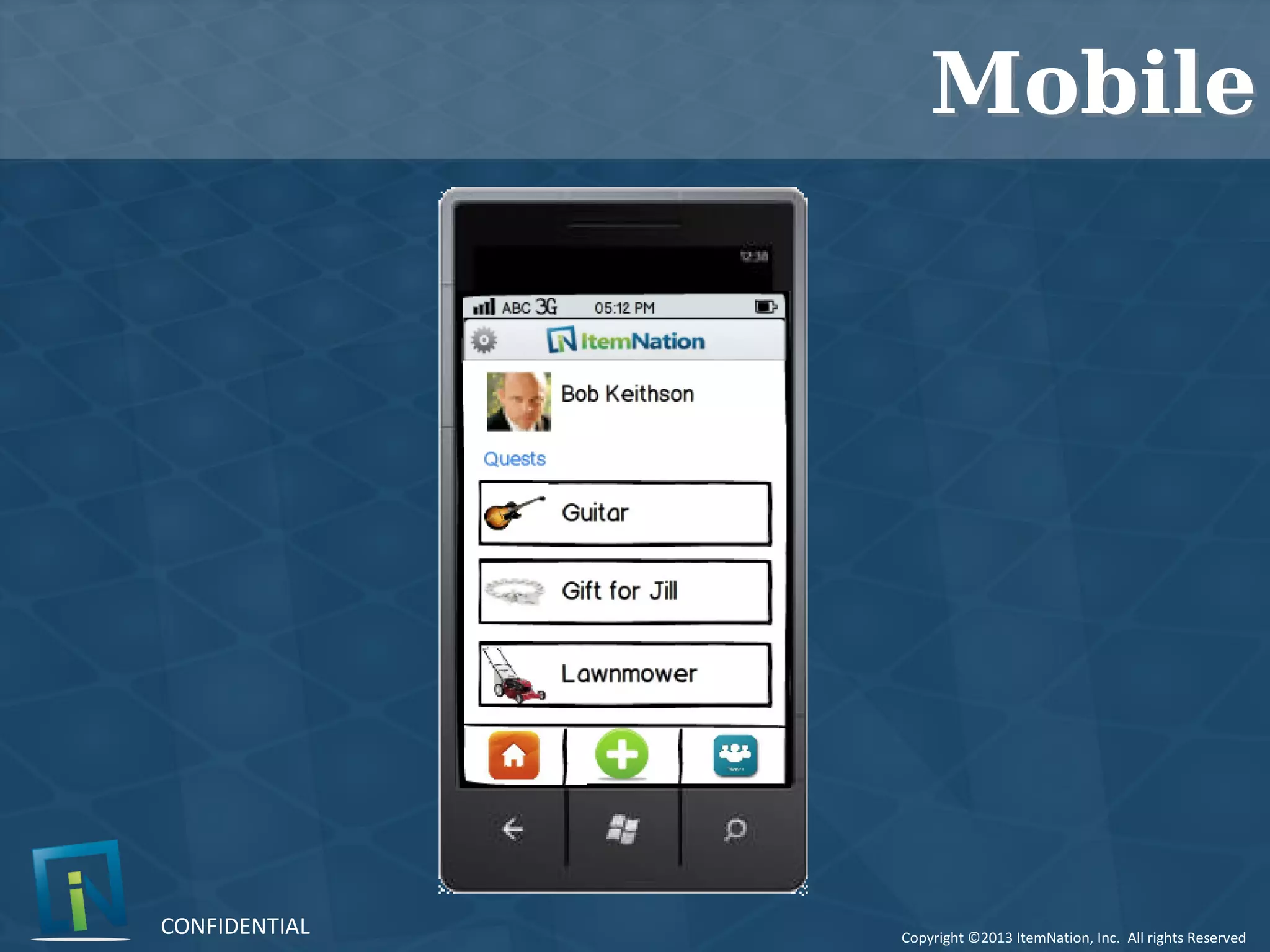 Copyright ©2013 ItemNation, Inc. All rights Reserved
CONFIDENTIAL
MobileMobile
 