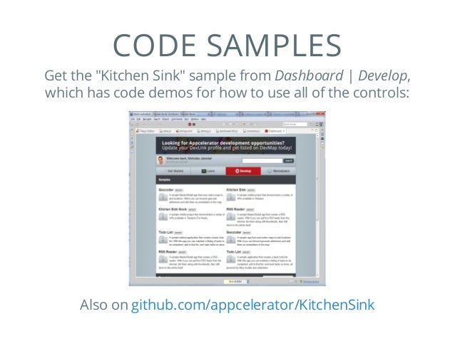 Appcelerator Studio Kitchen Sink Appcelerator Studio Kitchen Sink