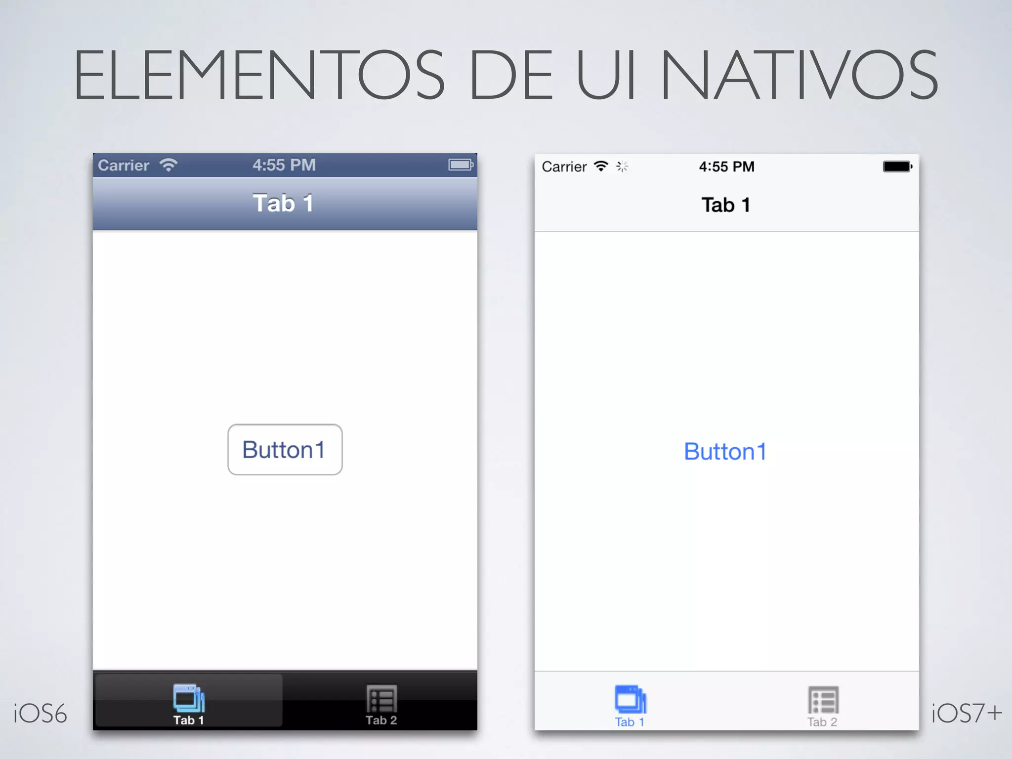 ELEMENTOS DE UI NATIVOS
iOS6 iOS7+
 