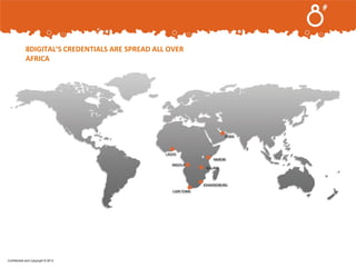 .

8DIGITAL’S CREDENTIALS ARE SPREAD ALL OVER
AFRICA

Confidential and Copyright © 2013

 