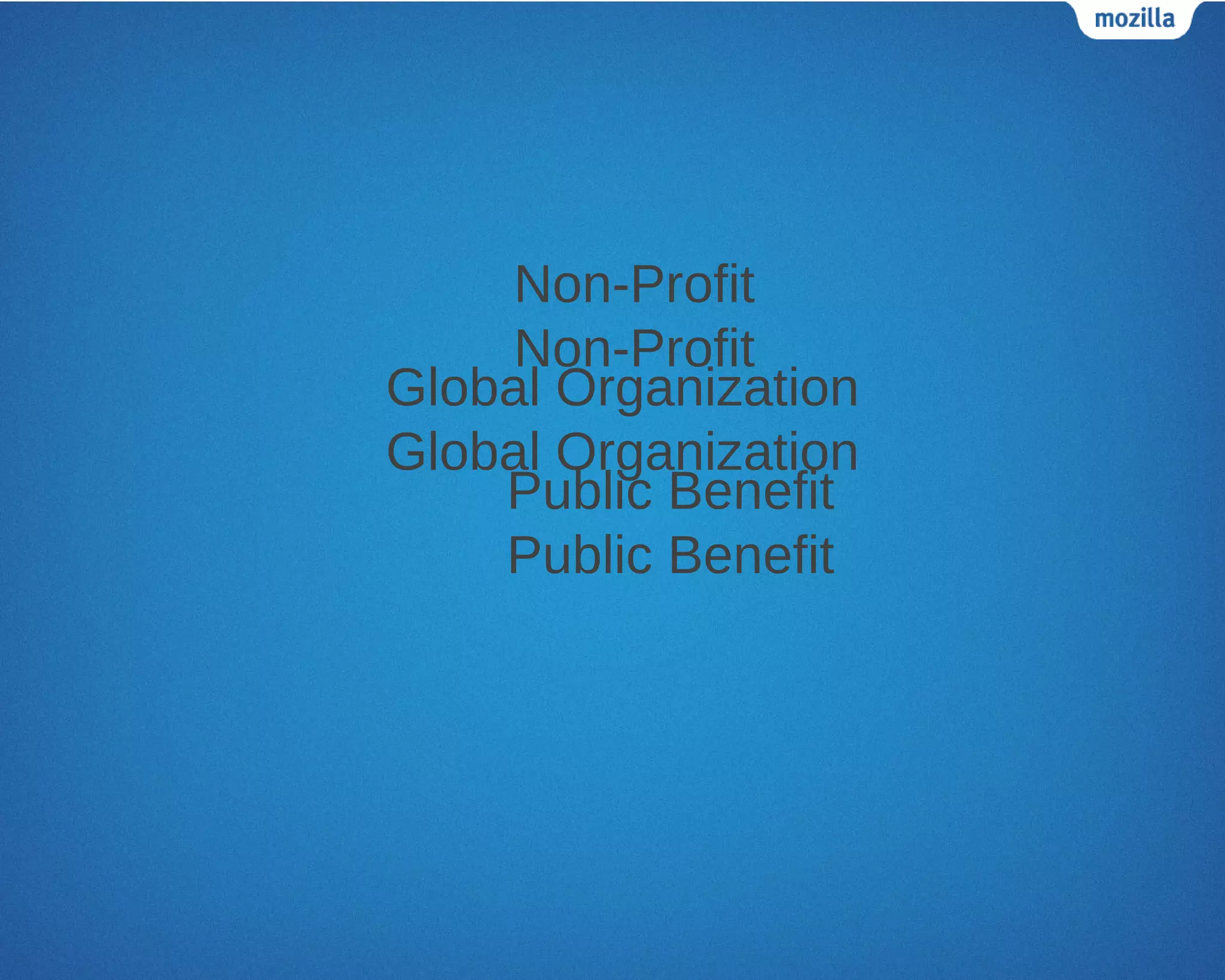 Non-Profit
    Non-Profit
Global Organization
Global Organization
    Public Benefit
    Public Benefit
 