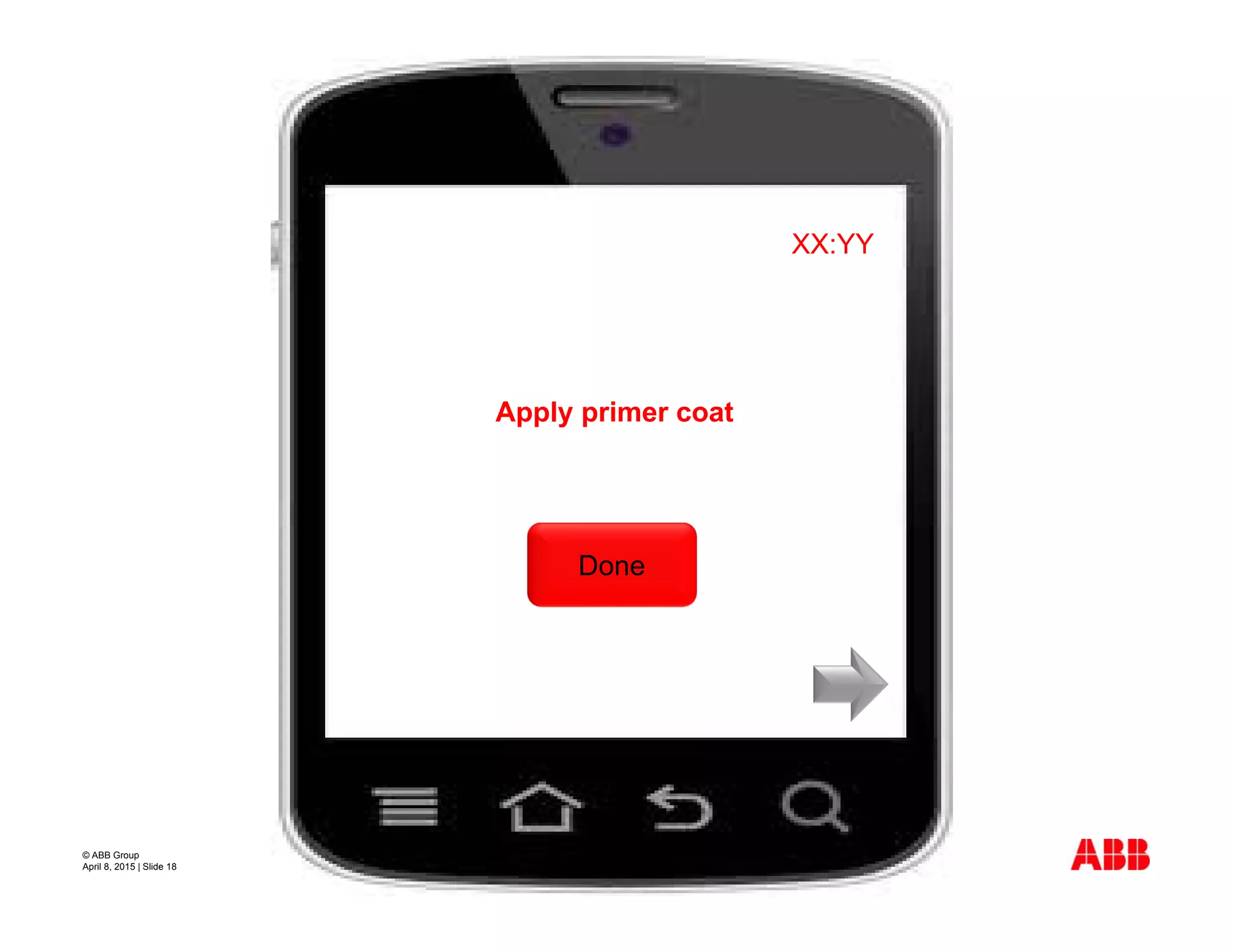 © ABB Group
April 8, 2015 | Slide 18
Apply primer coat
XX:YY
Done
 
