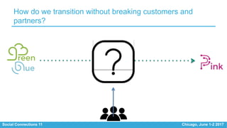 Social Connections 11 Chicago, June 1-2 2017
How do we transition without breaking customers and
partners?
 