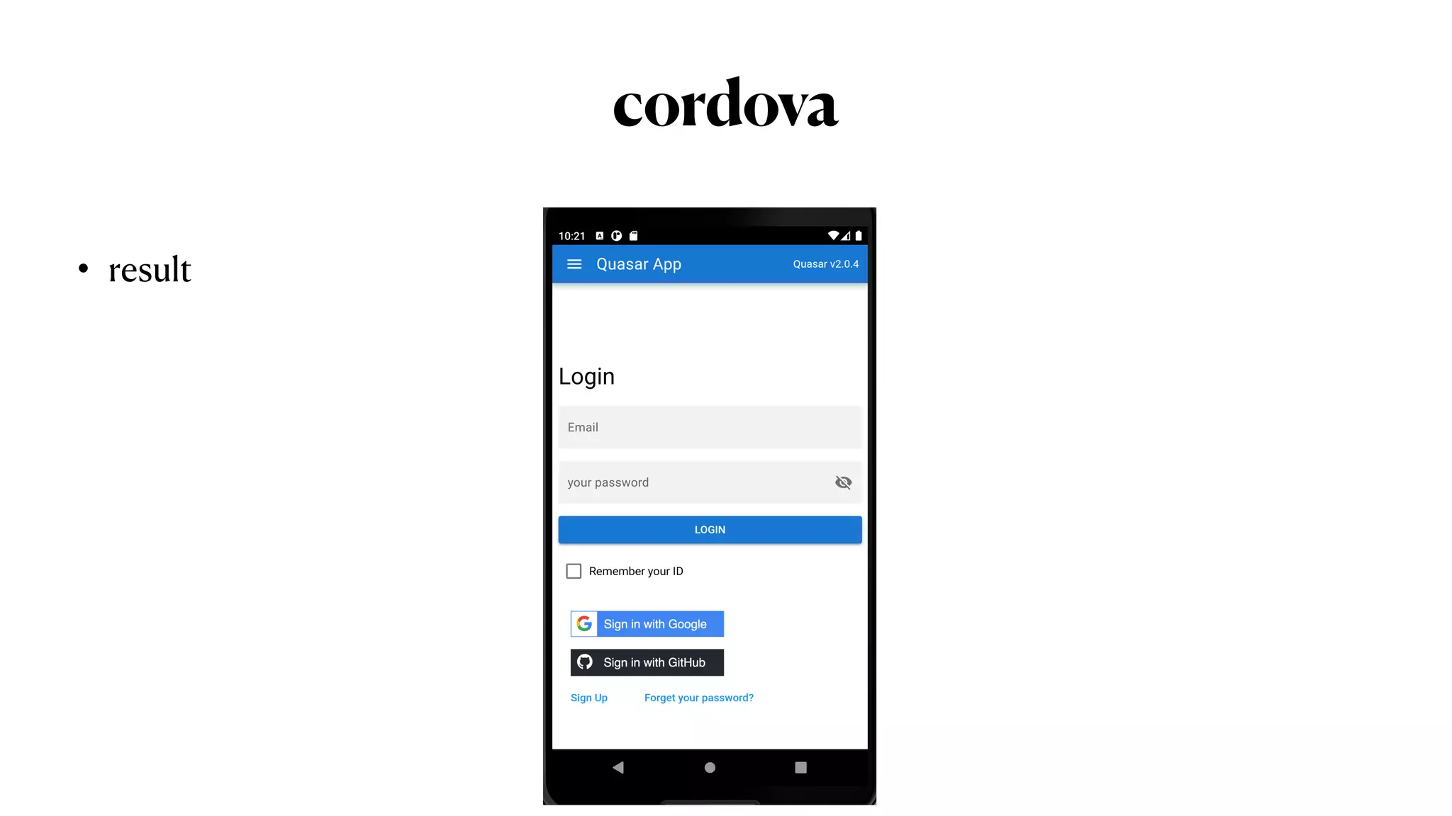cordova
• result
 