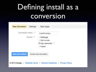 Defining install as a 
conversion 
 