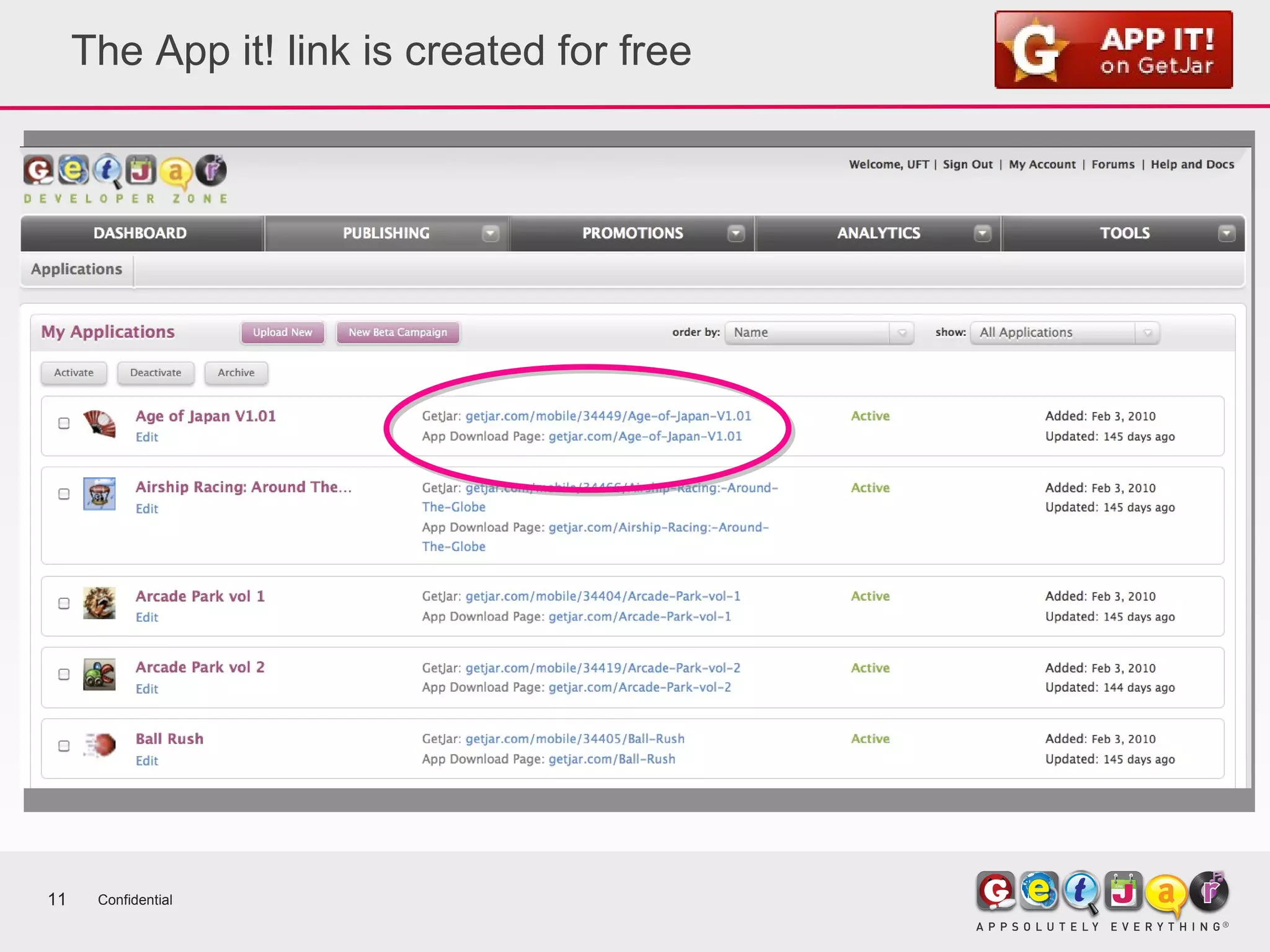 The App it! link is created for free Confidential 
