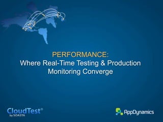 PERFORMANCE:
Where Real-Time Testing & Production
Monitoring Converge
 