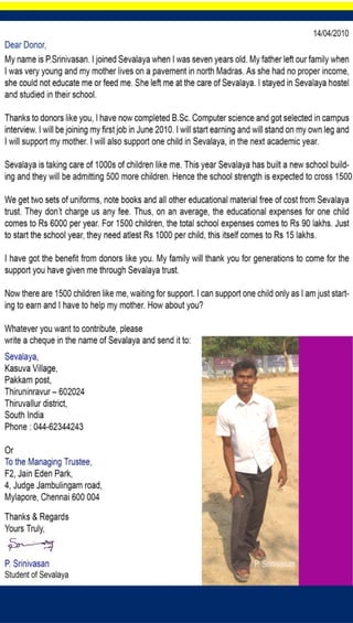 Appeal From Sevalaya Student
