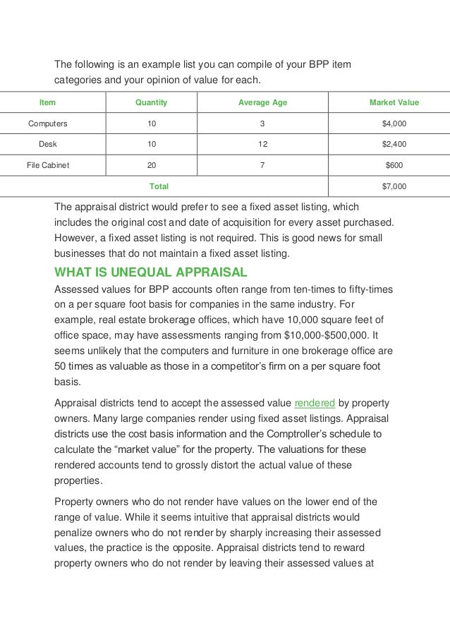 Appealing business personal property tax assessments in texas