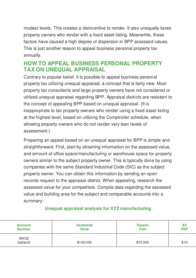Appealing business personal property tax assessments in texas