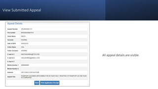 View Submitted Appeal
All appeal details are visible.
 