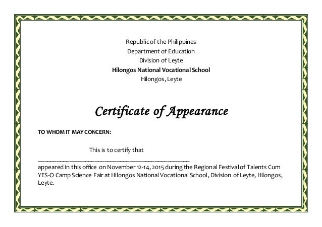 certificate of appearance template appearance certificate of appearance template appearance