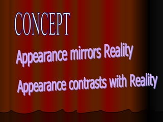 CONCEPT Appearance contrasts with Reality Appearance mirrors Reality 