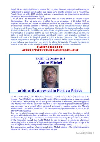 Haïti - Arrestation arbitraire de Me André Michel