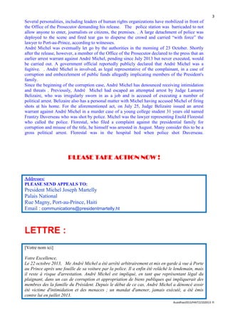 Haïti - Arrestation arbitraire de Me André Michel