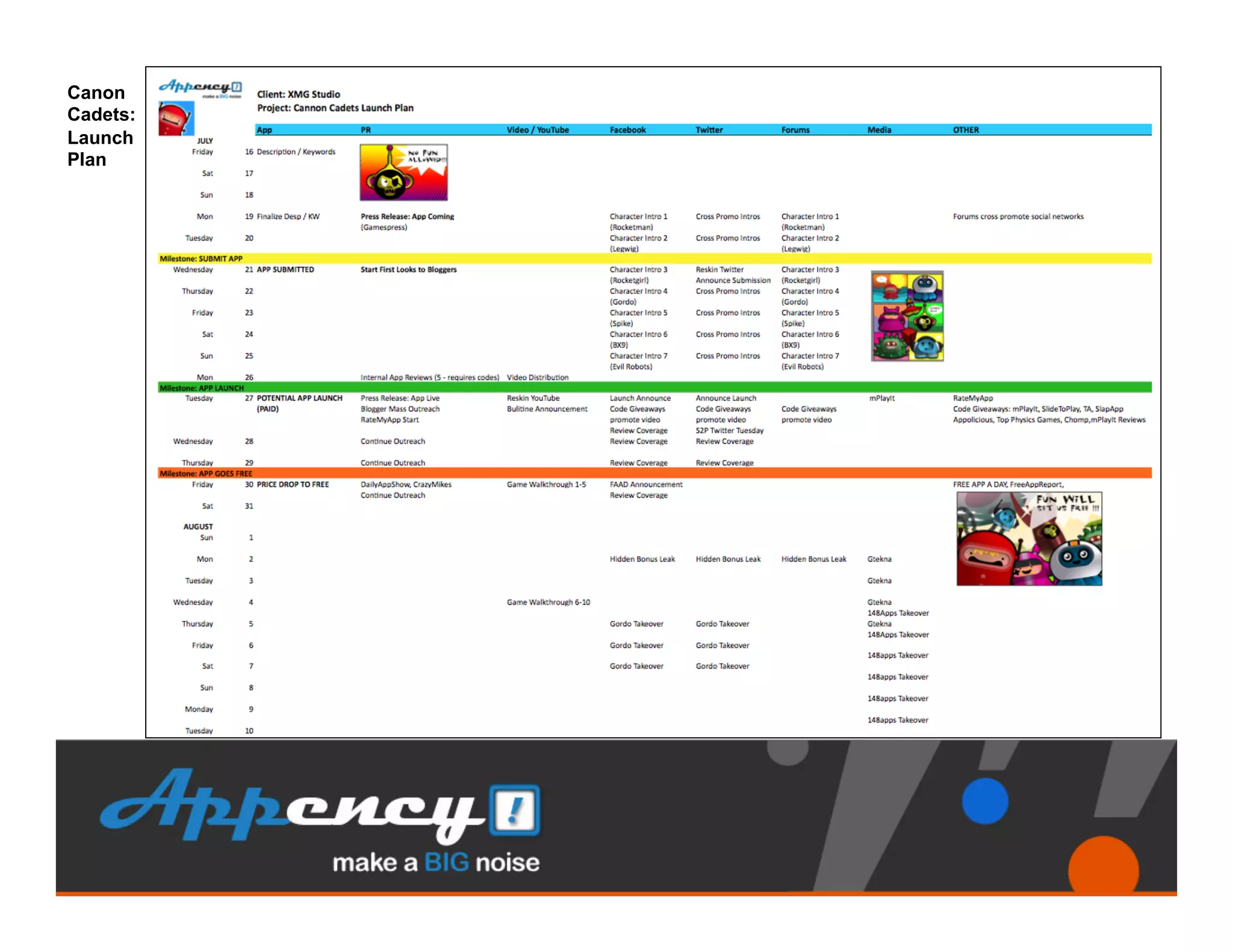 Canon
Cadets:
Launch
Plan
 