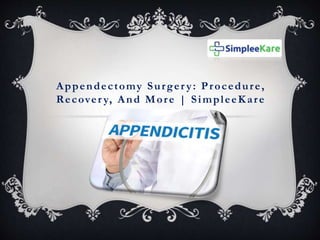 Appendectomy Surger y: Procedure,
Recover y, And More | SimpleeKare
 