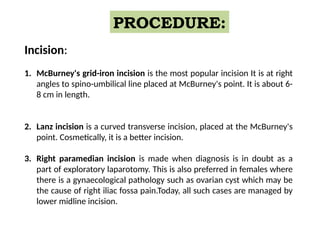 appendicectomy ppt for knowledge for medical graduate | PPTX