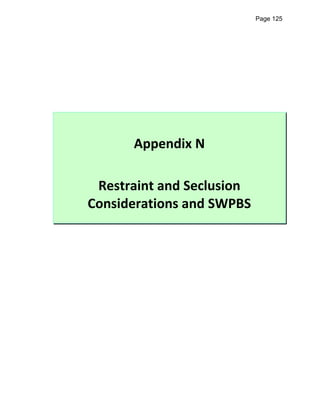 Page 125




      Appendix N

 Restraint and Seclusion
Considerations and SWPBS
 