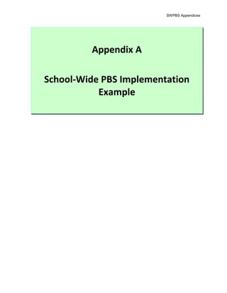 SWPBS Appendices




         Appendix A

School-Wide PBS Implementation
           Example
 