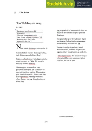 250
(4) Film Review
Text structure table/…
 