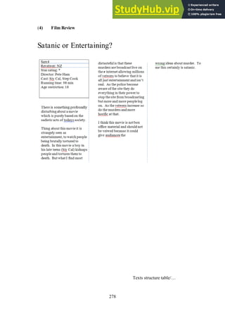 278
(4) Film Review
Satanic or Entertaining?
Texts structure table/…
 