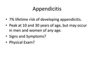 Appendix Risks Appendicitis | PPTX