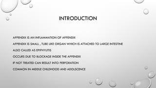 Appendicitis ppt by mrs.dhanshree naik. 1st | PPTX