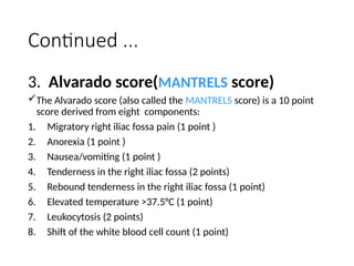 Mantrell Score Appendicitis is the inflamation of apemdex | PPTX