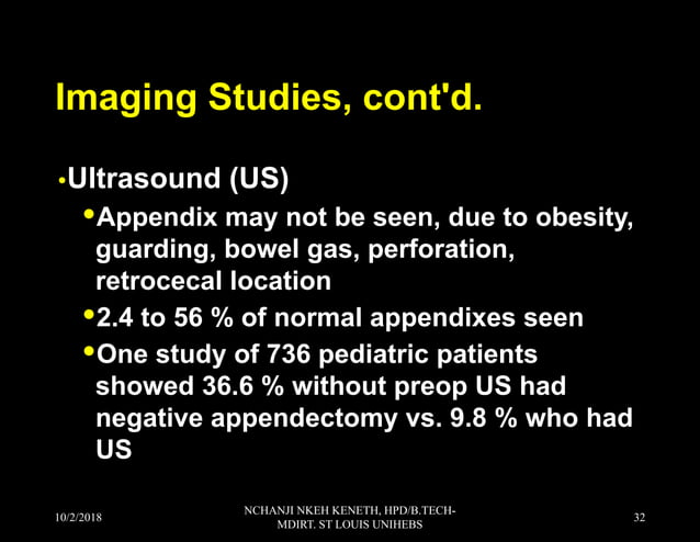 Appendicitis and role of ultrasound scan in diagnosis Nchanji Nkeh ...