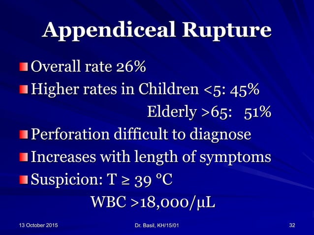 Appendicitis dr. basil tumaini | PPT